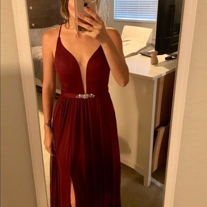 Azazie Leah dress in Cabernet
